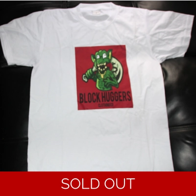 Block Huggers Clothing Bag Chasing Monster Tee white and red